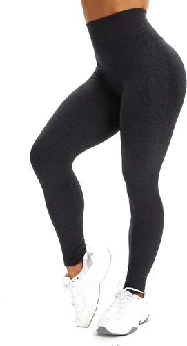 Vista 2 de SEASUM, Leggings de cintura alta con contorno de sonrisa, sin costuras, para entrenamiento, gimnasio, Yoga. Pantalones deportivos