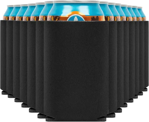 Vista 42 de Fundas enfriadoras de latas de cerveza en blanco (paquete de 14) fundas enfriadoras de latas de cerveza con aislamiento suave - Fundas negras lisas
