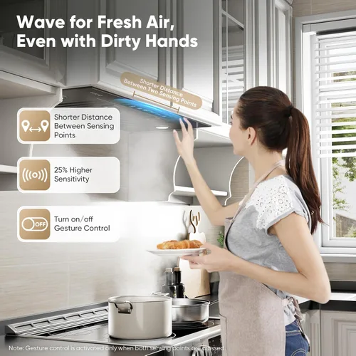 Vista 4 de VIKIO HOME Inserto de Campana Extractora de 30 Pulgadas, Convertible con Conductos/Sin Conductos, 980 CFM Campana de Ventilación de Cocina