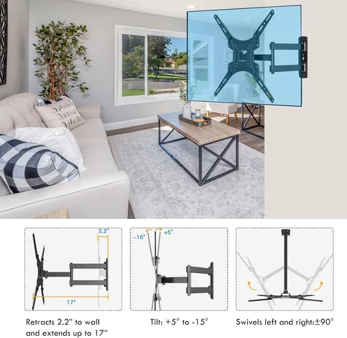 Vista 7 de Garneck Soporte de pantalla LCD fijo resistente al desgaste para montaje en la pared ajustable para la estructura estable del hogar, compatible