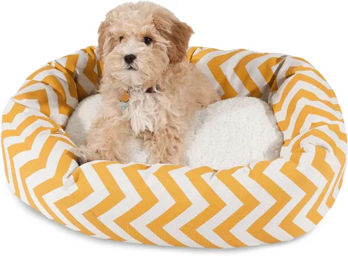 Vista 16 de Cama para perro de 24 pulgadas, color negro Chevron Sherpa Bagel