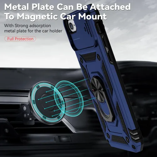 Vista 3 de Funda para iPhone SE 2022/3rd/2020 8/7, con protector de pantalla y funda para cámara, [grado militar] de 16 pies. Funda protectora a prueba de Azul