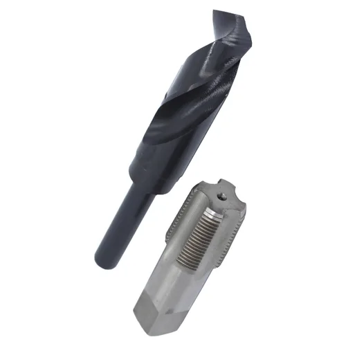 Vista 16 de Drill America POU juego de llave de tubería de acero de carbono NPT y broca para taladro HSS (1/8 pulgadas NPT - 1 pulgadas NPT), 1