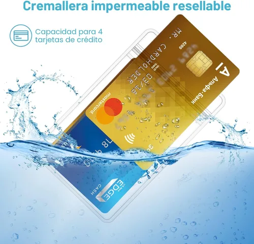 Vista 3 de ABEYATH Paquete de 10 portatarjetas de identificación extragruesos, resistente al agua, plástico transparente, PVC, bolsillo vertical resellable