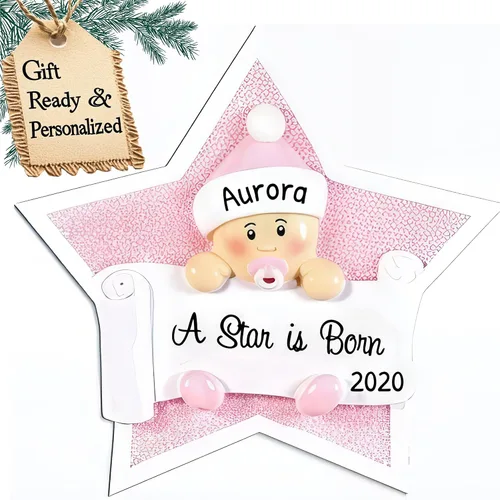Vista 6 de Adorno 3D personalizado para la primera Navidad del bebé 2025 para niño Adorno de la primera Navidad del bebé 2025 Adornos de bebé para árbol