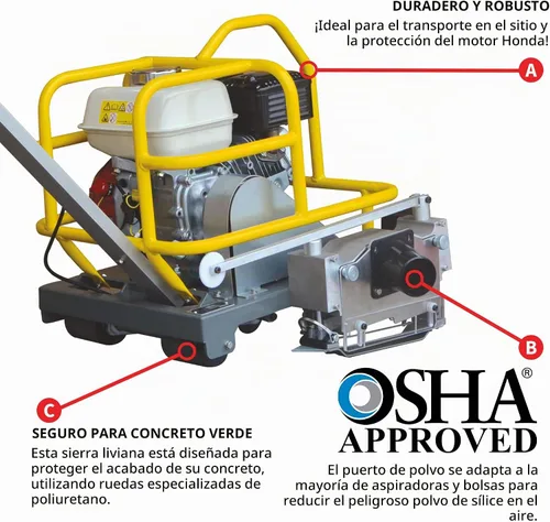 Vista 6 de TOMAHAWK 6" Early Entry Concrete Saw Walk Behind Green Joint Saw with 3.5HP Gas Powered GX120 Honda Engine and Dust Control