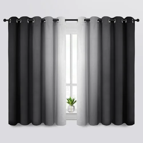 Vista 157 de SimpleHome Cortinas degradadas degradadas para oscurecer la habitación de 36 pulgadas de largo para dormitorio, con ojales y bloqueo de luz Negro