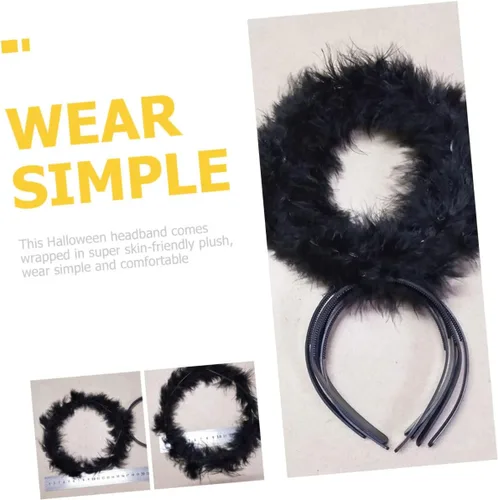 Vista 6 de USHOBE 30 Pcs Black Angel Headband Cosplay Costume Makeup Headband Prom Tiara Headbands for Women Headbands for Halloween Party Angels Hair