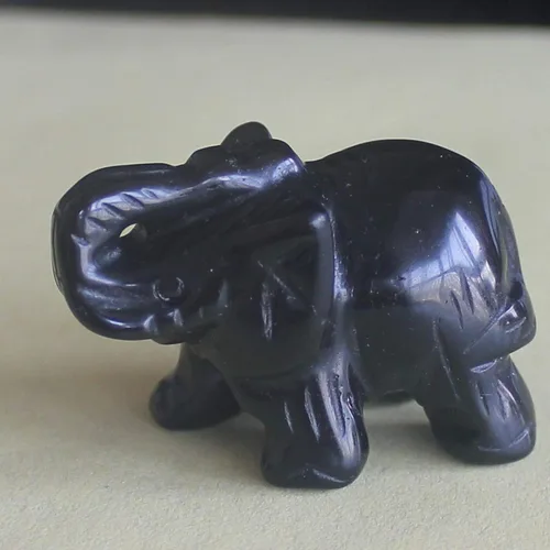 Vista 6 de Figura de elefante de cristal tallada a mano de 1.5 pulgadas para decoración del hogar (cuarzo blanco)