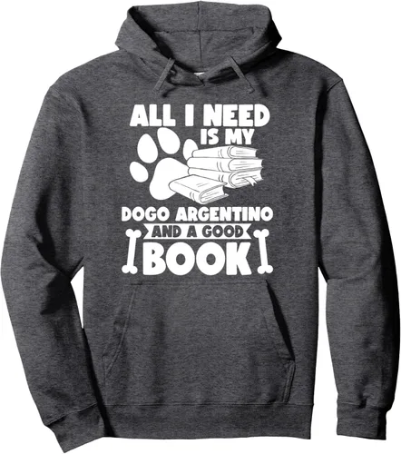 Vista 4 de Todo lo que necesito es mi dogo argentino y un buen libro Sudadera con capucha, Negro