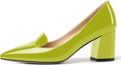 Vista 2 de ROSERWISH Zapatos de vestir para mujer, con puntera puntiaguda, elegantes y sexy, para fiesta, tacón alto, gruesos, de 2.5 pulgadas