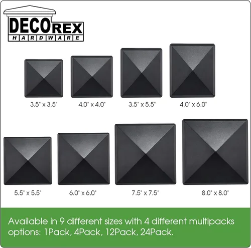 Vista 8 de Tapa de aluminio en forma piramidal para postes de madera, color negro (4 unidades)