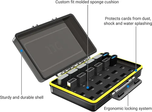 Vista 5 de Mini USB Flash Drive Case para 20 unidades USB A y 4 USB C Interface Pulgar Drives ≤ 1.024 in, resistente al agua y a prueba de golpes, organizador