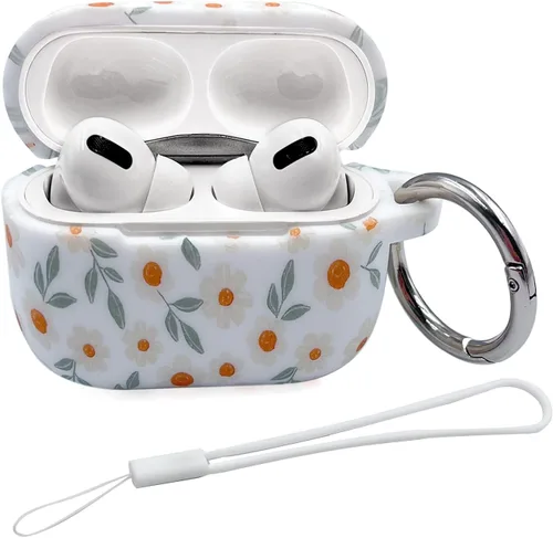 Vista 16 de Funda compatible con Airpods Pro de 2ª generación, funda protectora completa de silicona suave con llavero de pulsera, rosa vintage