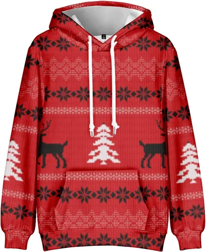 Vista 3 de Christmas Hoodies For Men Oversized Cotton Light Weight Graphic Ugly Christmas Sweatshirt Novelty Warm Pullover