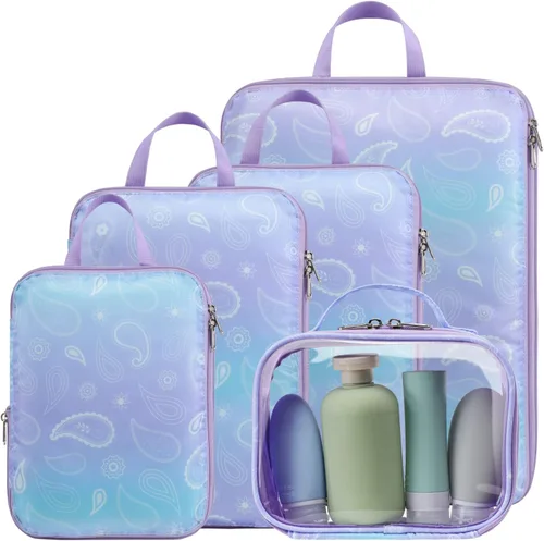 Vista 25 de Cambond - Cubos de compresión para viajes de mujer - Bolsas de viaje expandibles, organizadores de equipaje, esenciales de viaje, cubos de 01 Sandía
