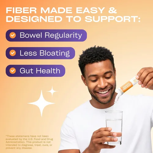 Vista 3 de Suplemento de fibra prebiótica: Ayuda a la salud intestinal y la regularidad digestiva, Suplemento de fibra en polvo soluble para mujeres y hombres