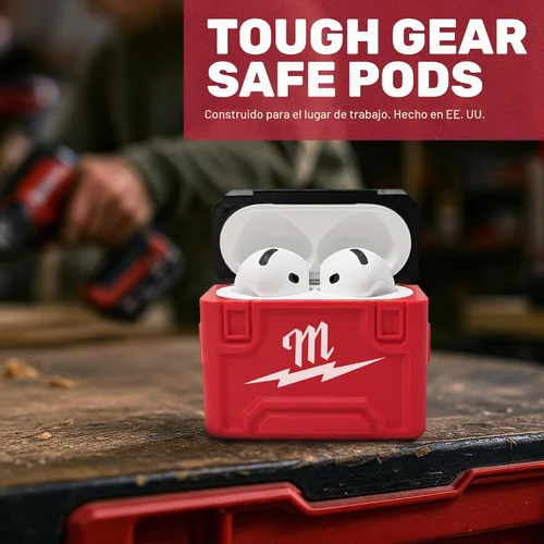 Vista 4 de Funda para AirPod 4 para Milwaukee Packout, diseño de caja de herramientas duradera, fabricada en Estados Unidos