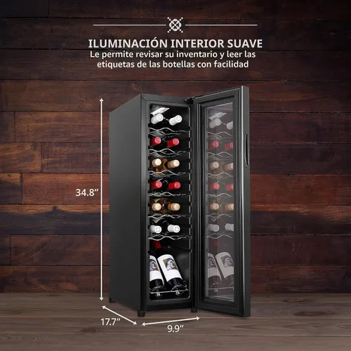 Vista 2 de Ivation Refrigerador de vino con compresor de 14 botellas con cerradura Gran bodega independiente para vino tinto, blanco, champán o espumoso