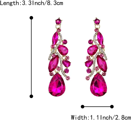 Vista 2 de BriLove Aretes colgantes de cristal bohemio bohemio para mujer con múltiples lágrimas de filigrana