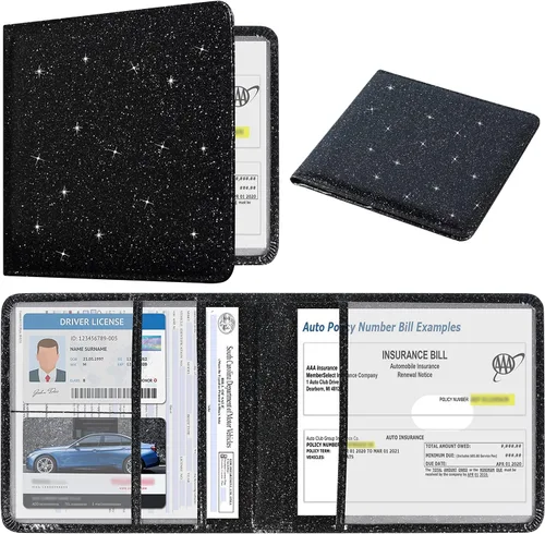 Vista 8 de DMLuna Soporte para Registro de Coche y Seguro, Organizador de Cuero para Documentos de Vehículo en Guantera, Accesorios de Compartimento para Auto