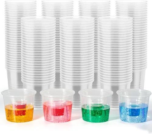 Vista 8 de JOLLY CHEF 100 vasos de bombardero desechables, vasos de plástico transparente de 4 onzas, altamente duraderos y reutilizables, perfectos para tomas