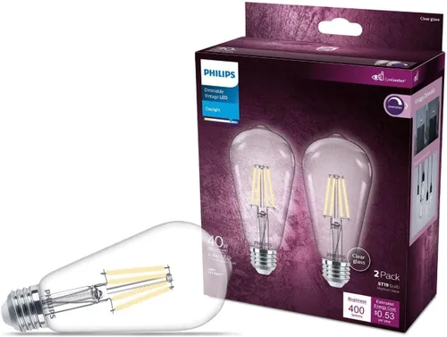 Vista 11 de PHILIPS LED 60W A19 Paquete de 8 bombillas de luz diurna ultra definición (5000 K) 800 lúmenes (8 W = 60 W) regulables sin parpadeo Ámbar (2000k)
