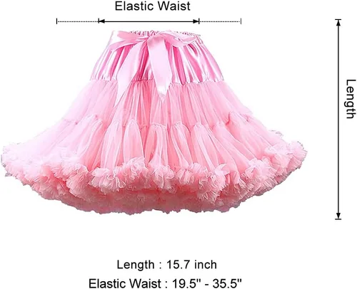 Vista 2 de Falda de tul de gasa con cintura elástica para mujer, chifón, tutú, falta de tule, bailar ballet, crinolina