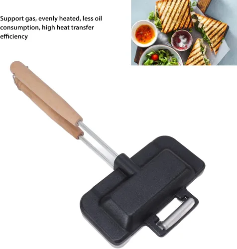 Vista 2 de Sartén para hornear sándwich de doble cara, sartén de doble cara, mango extraíble, sartenes antiadherentes, sartén de aluminio para quesos a