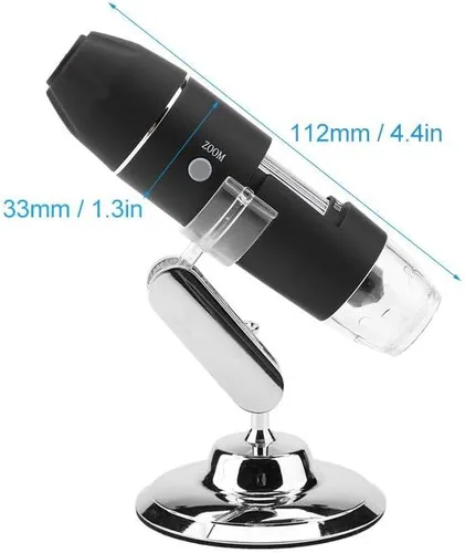 Vista 3 de Microscopio digital, microscopio electrónico digital de mano Walfront Lupa 1000X 8 LED Soporte de observación ajustable, salida AV analógica para TV