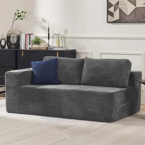 Vista 32 de Furnify Sofá modular tapizado de espuma de 30", Sofá de piso tapizado con almohada, Silla puf para dormitorio y sala de estar, No requiere