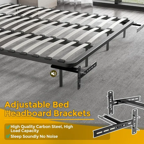 Vista 3 de Paquete de 2 soportes de cabecera de acero sólido para marco de cama de metal, soportes de cama ajustables para cabecero con kit de extensión