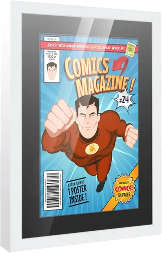 Vista 116 de Poster Palooza Marco de cómic con paspartú para 1 cómic de la Edad de Bronce publicado entre 1970 y 1985, marco de cómic negro para cómic de 7.25 x