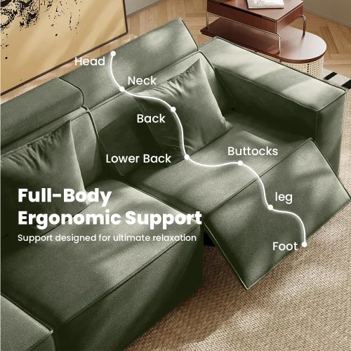 Vista 3 de Silla reclinable eléctrica de 53 pulgadas, moderno sofá reclinable para sala de estar o dormitorio, asientos de tela de alto rendimiento