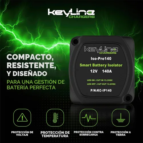 Vista 2 de Kit de aislador de batería dual 12V - 140 Amp Relé sensible al voltaje (VSR) para configuración de batería dual - Interruptor de desconexión