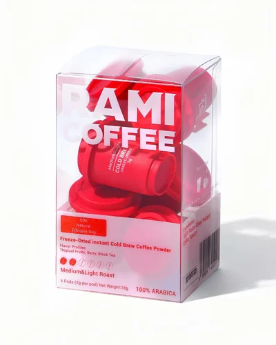 Vista 16 de Rami Coffee Café en polvo instantáneo liofilizado en frío, tostado medio oscuro, 100% arábica, 6 paquetes individuales portátiles para el hogar