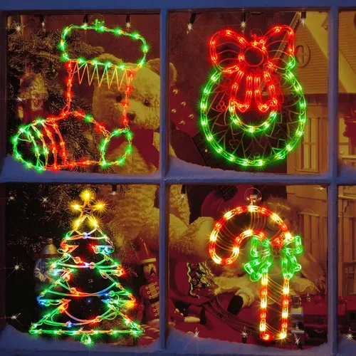 Vista 7 de Luces de silueta de ventana de Navidad de 14 pulgadas, escultura de Navidad de 50 litros, incluye: estrella x1
