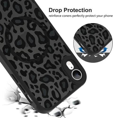 Vista 184 de KANGHAR - Funda compatible con iPhone 11, diseño de leopardo negro, textura de neumático antideslizante, a prueba de golpes, funda protectora