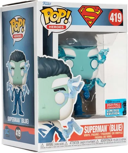 Vista 4 de Funko Superman Blue Pop! Figura de vinilo - Convención 2021 exclusiva