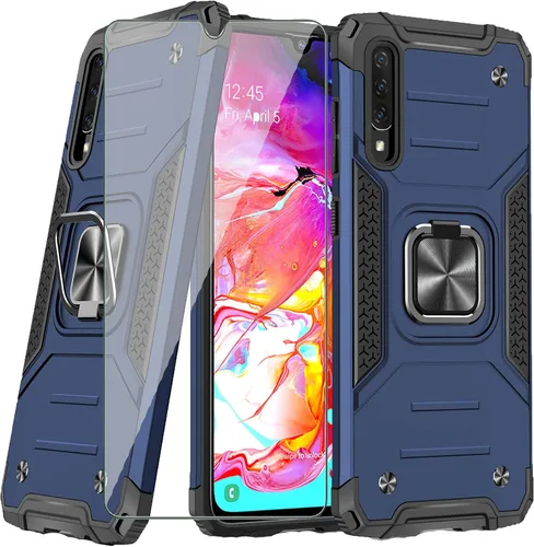 Vista 8 de Asuwish Funda compatible con Samsung Galaxy A70 y protector de pantalla de vidrio templado, accesorios para celdas, soporte de anillo, fundas Negro