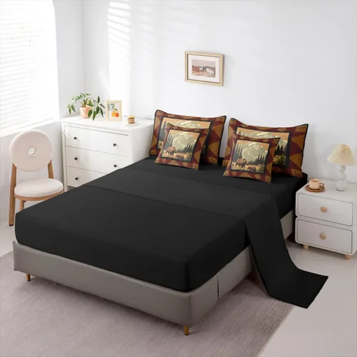 Vista 69 de Feelyou Juego de edredón de ciervo con sábanas – Tamaño Queen 7 piezas Juego de ropa de cama infantil de caza rústica – Cama de ciervo de cabaña