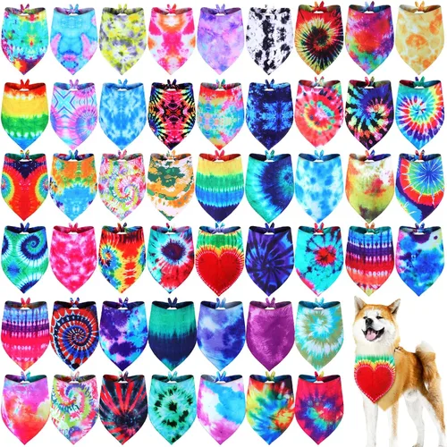 Vista 7 de Silkfly 50 bandanas de verano para perros, bufandas para mascotas, para salón de aseo, triangular, lavable, babero, pañuelo, para fiestas