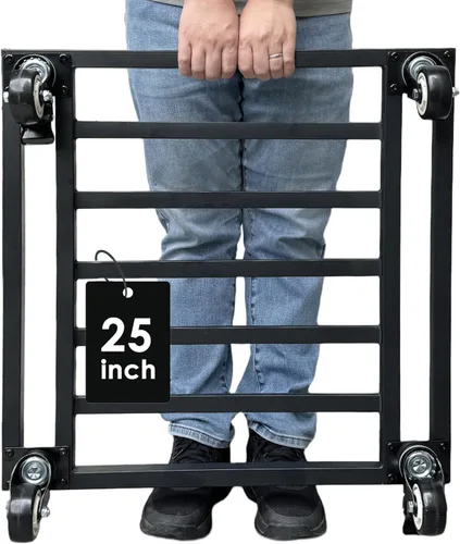 Vista 12 de Soporte cuadrado para plantas de 18 pulgadas con ruedas, resistente, organizador grande de metal para plantas en interiores y exteriores, plataforma