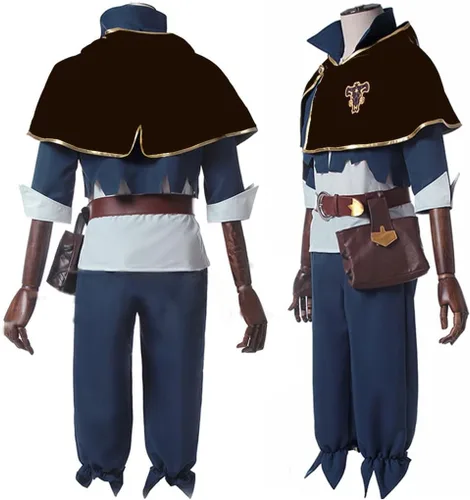 Vista 3 de Asta - Disfraz de cosplay de anime para hombre, capa de toro negro, conjunto completo