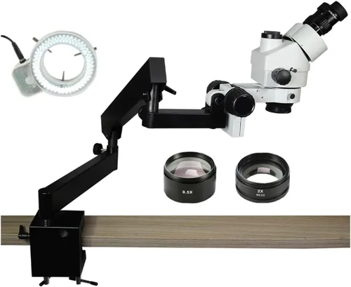 Vista 3 de Microscope Accessories Kit 3.5X-90X Trinocular Stereo Microscope Stand Clamp Zoom Microscopio Microscope Slides (Color : 3.5X-90X Trinocular B)