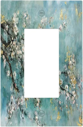Vista 94 de Pintura al óleo de flores abstractas de 1 cuadrilla de interruptor de luz dúplex individual cubierta de salida placa de pared decorativa Placa