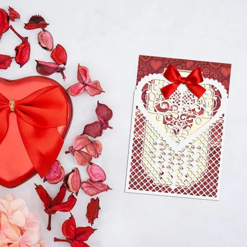 Vista 5 de ALIBBON Tarjeta de felicitación de corazón 3D para el día de San Valentín, troqueles para hacer tarjetas, troqueles de corte a cuadros de búfalo