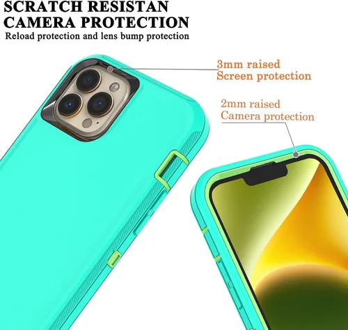 Vista 5 de YmhxcY Funda para iPhone 13 Pro Max, iPhone 12 Pro Max, a prueba de golpes, a prueba de caídas, a prueba de polvo, a prueba de caídas, 3 capas