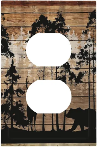 Vista 113 de Mid Century Morden Boho - Placa de pared para interruptor de luz dúplex de 1 banda, placa frontal decorativa eléctrica para receptáculo para baño
