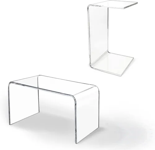 Vista 11 de Mesa auxiliar acrílica, mesa auxiliar de acrílico, mesa de centro transparente/mesita de noche para sala de estar, balcón, dormitorio, espacio